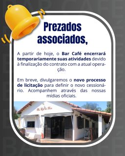 Informamos que o Bar Café está com suas atividades temporariamente suspensas.

Estamos em processo de transição e, em breve, divulgaremos o novo processo de licitação para definição do próximo cessionário.

Acompanhe nossas mídias oficiais para mais atualizações.